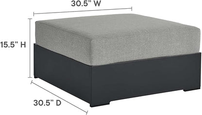 Modway Tahoe Aluminum Ottoman Gray with Weather-Resistant Cushion-Ideal as Outdoor Footstool, Patio or Sunroom Furniture