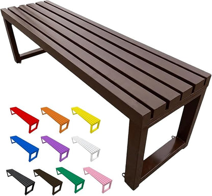 3.3 3.9 4.9 5.9ft Outside Garden Bench, 2 Person Outdoor Metal Patio Backless Bench, Weatherproof Porch Furniture Bench Heavy Duty 880lbs Benches for Park Yard Lawn Front Entrance(Coffee,5.9ft)