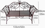 Metal Garden Bench, 52 in Outdoor Benches Weatherproof with Backrest and Armrests, 2 Seats Patio Benches for Front Porch - Photo 2