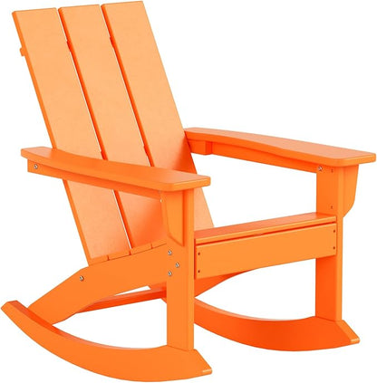 WO WESTIN OUTDOOR HDPE Shoreside Modern Rocking Poly Adirondack Chair (Set of 2),Orange