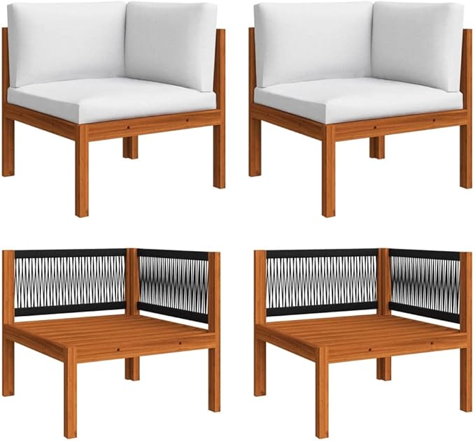 6-Piece Acacia Wood Garden Lounge Set with 8 Cushions, Modular Outdoor Patio Furniture for Balcony or Terrace - Photo 4
