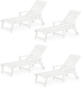 LUE BONA Lounge Chair Outdoor Set of 4, HDPS Chaise Lounge Outdoor with Wheels - Photo 1