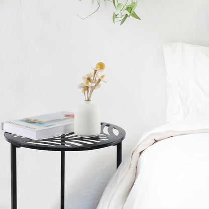Party Zealot Set of 2 Small Round Metal Side Tables, 13-Inch Black Outdoor End Tables for Patio, Balcony, Porch or Garden – Weather-Resistant Corner Coffee Table for Small Spaces & Indoor Plant Stand