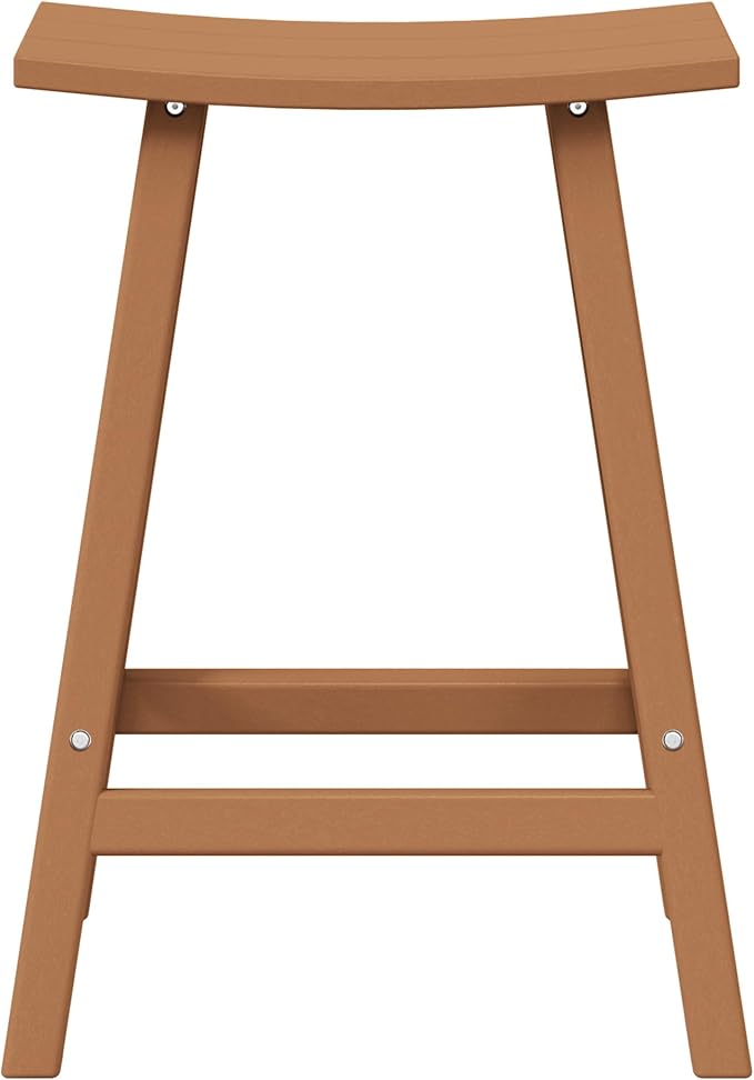 WestinTrends Malibu 24 Inch Outdoor Bar Stools, All Weather Resistant Poly Lumber Adirondack Counter Height Stools, Teak - Photo 3