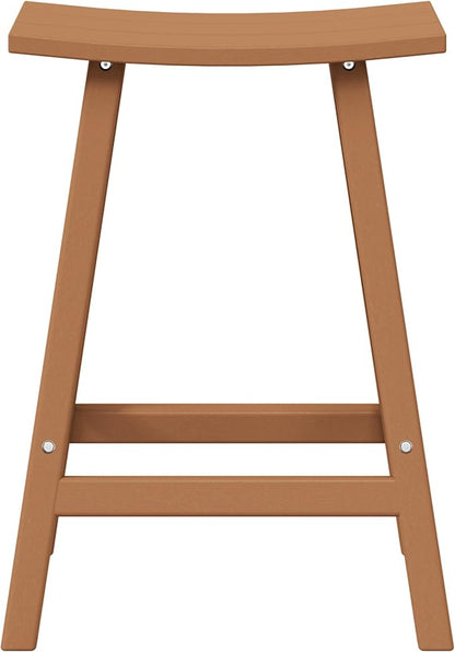 WestinTrends Malibu 24 Inch Outdoor Bar Stools, All Weather Resistant Poly Lumber Adirondack Counter Height Stools, Teak
