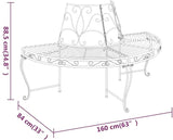Black Steel Half Round Tree Bench with Decorative Inlays for Outdoor Patio Garden Seating - Photo 2