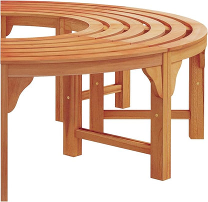 Tree Bench Natural 160x80x45cm Solid Eucalyptus Wood Garden Bench Vintage Vibe Patio Bench