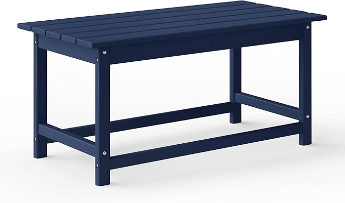 WestinTrends Malibu Outdoor Coffee Table, 35" x 17.5" All Weather Poly Lumber Patio Adirondack Coffee Table for Garden Lawn Porch Balcony, Navy Blue