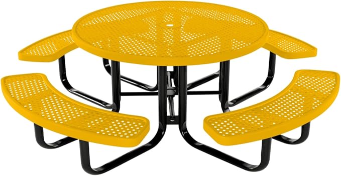 COATEDOUTDOORFURNITURE Heavy-Duty Portable Outdoor Kids Table with Umbrella Hole, Punched Steel Kids Picnic Table - Photo 1
