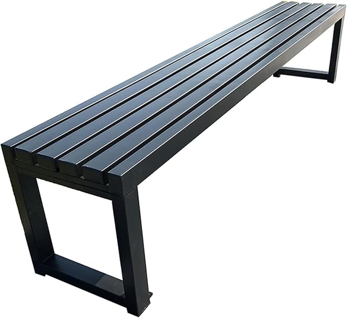 Metal Garden Bench, Outdoor Benches Weatherproof, 2-3 Person Park Patio Bench, Front Porch Backless Seat Chair, for Balcony Yard Entryway, Easy Assembly(Black,150cm/59in)