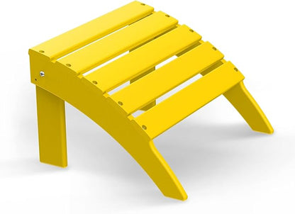 BRIOPAWS Adirondack Ottoman | Folding | HDPE Plastic | Yellow Outdoor Foot Rest | All Weather | Patio Footrest for Adirondack Chair | Foot Stool for Pool Deck Porch | 19.7W x 18.5L x 13H Inch