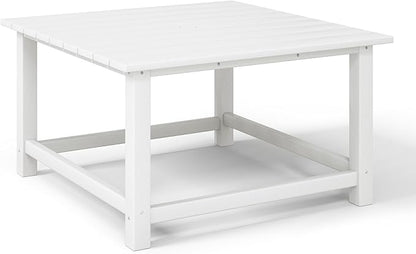 WestinTrends Malibu Low Outdoor HDPE Square Patio Coffee Table, White