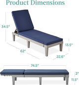 Best Choice Products Outdoor Lounge Chair, Resin Patio Chaise Lounger for Poolside, Backyard, Porch w/Seat Cushion - Photo 3