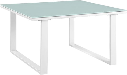 Modway Fortuna Aluminum Outdoor Patio Side Table in White