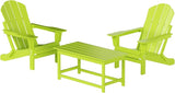 WO Home Furniture Adirondack Chairs Table Set of 3 PCS Outdoor Folding Chairs Coffee Table Weather/UV Resistant for Lawn - Photo 1