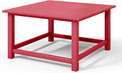 WestinTrends Malibu Low Outdoor HDPE Square Patio Coffee Table, Red