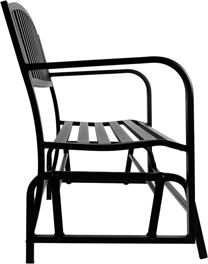 Sunnydaze 50-Inch 2-Person Glider Garden Bench - 615-Pound Weight Capacity - Black