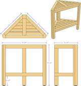 Asta Bora Solid Teak Indoor Outdoor Shower/Bath/Spa Corner Stool with Shelf, Fully Assembled, SpaTeak Collection, TB-009 - Photo 8