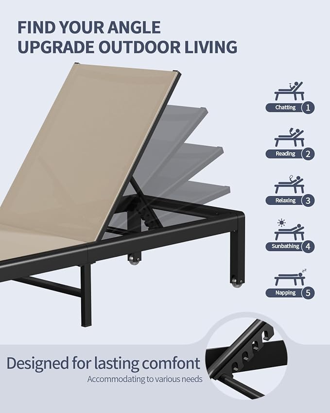 Aluminum Lounge Chairs Outdoor Chaise Furniture - Photo 6