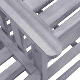 Gray Solid Acacia Wood Garden Chair with Built-in Tea Table Medium Size Outdoor Furniture Set for Patio Balcony Rustic - Photo 7