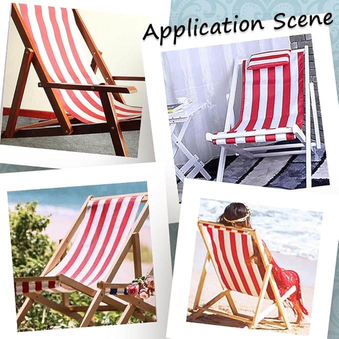 GORGECRAFT Beach Sling Chair Oxford Cloth with Pillow 44x17 Red and White Stripes Casual Lounge Lawn Chair Webbing Replacement Outdoor Patio Foldable Chaise Lounge Chair Fabric for Patio Beach