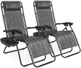 2-Pack Adjustable Zero Gravity Lounge Chair with Steel Mesh Fabric: Reclining Lawn Chair Featuring Comfort Pillow - Photo 1