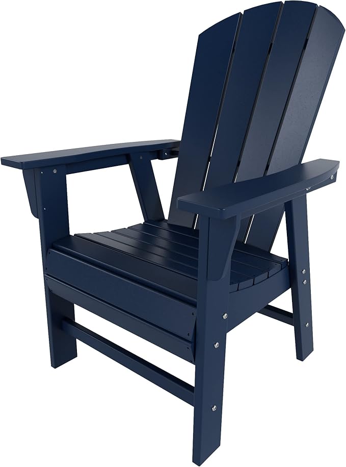 WestinTrends Malibu Outdoor Patio HDPE Plastic Adirondack Dining Chair Navy Blue - Photo 4