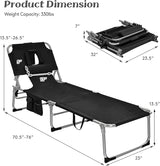 GYMAX Tanning Chair, Folding Lounger with Face/Arm Holes, Carry Handles & Side Pocket - Photo 2
