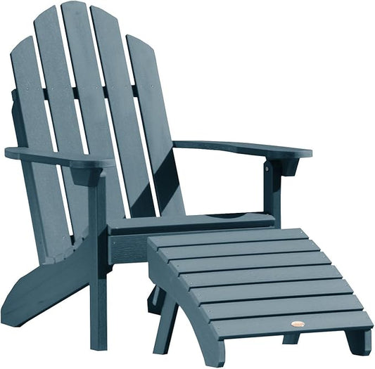 Highwood AD-KITCLAS3-NBE Classic Westport Adirondack Chair with Ottoman, Nantucket Blue