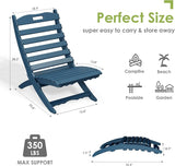 GREENVINES Folding Wave Chairs Set of 2 | Xavier | Portable Adirondack Chair | HDPE | All Weather | Blue - Photo 2