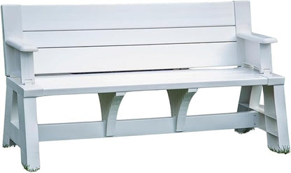 Convert-a-Bench Gen 1 2-in-1 Outdoor Convertible Bench to Picnic Table | Space-Saving, Weather-Resistant Patio Furniture for Yard, Deck, Garden | Easy Assembly & Durable Design -1 Bench/Order, White