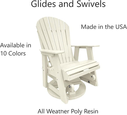 Phat Tommy Glider for Outside Patio - Outdoor Swivel Glider Chair - Poly Outdoor Furniture, Adirondack Porch Glider Chair, White