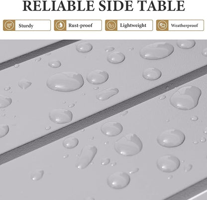 Crestlive Products Aluminum Outdoor Side Table,Rectangular End Table,Easy Assembly Small Coffee Bistro Table for Patio Pool Balcony(Light Gray)