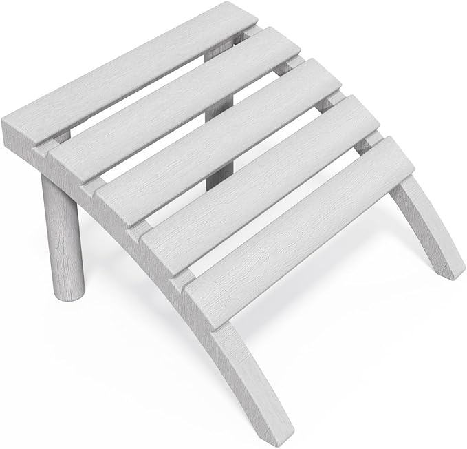 Adirondack Ottoman Tool-Free Assembly, HDPE All Weather Outdoor Foot Rest, Plastic Adirondack Chair Footstool for Patio Deck Backyard Outside(Grey)