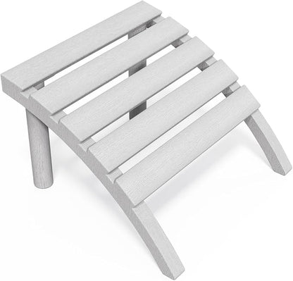 Adirondack Ottoman Tool-Free Assembly, HDPE All Weather Outdoor Foot Rest, Plastic Adirondack Chair Footstool for Patio Deck Backyard Outside(Grey)