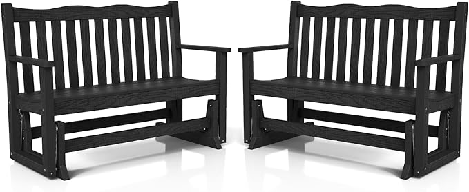 Stoog Outdoor Glider Benches Set of 2, All-Weather Patio Glider with 800 lbs Weight Capacity, Low Maintenance, for Porch - Photo 1
