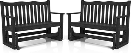 Stoog Outdoor Glider Benches Set of 2, All-Weather Patio Glider with 800 lbs Weight Capacity, Low Maintenance, for Porch, Backyard, and Garden, Black