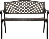 Outdoor Garden Bench, Cast Aluminum Metal Frame Patio Park Bench, Patio Garden Bench with Backrest & Armrest - Photo 1