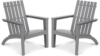 Tangkula Adirondack Chair Acacia Wood Outdoor Armchairs, Weather Resistant for Patio Garden Backyard Deck Fire Pit, Lawn Porch Furniture & Lawn Seating, Campfire Chairs, Adirondack Lounger (2, Grey)