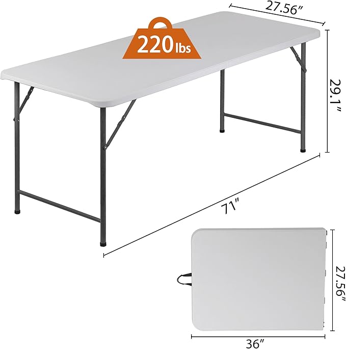 SUPER DEAL Upgraded 6FT Folding Picnic Table for Outdoor - Photo 3