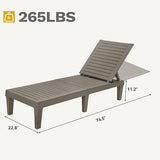 DWVO Outdoor Chaise Lounge, Pool Lounge Chair Set of 2 w/ 5-Level Backrest - Photo 3