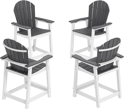 OTSUN Tall Modern Adirondack Chairs Set of 4, All Weather HDPE Bar Height Adirondack Stools Widened Durable Design for Porch Patio Yard Lawn Fire Pit Bistro Basement Indoors & Outdoors