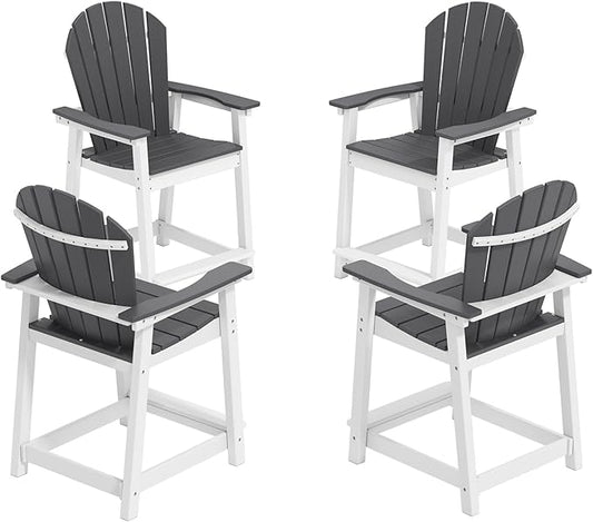OTSUN Tall Modern Adirondack Chairs Set of 4, All Weather HDPE Bar Height Adirondack Stools Widened Durable Design for Porch Patio Yard Lawn Fire Pit Bistro Basement Indoors & Outdoors