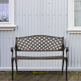 40" Outdoor Bench, Metal Outside Benches for Garden, Patio, Front Porch, Park, Yard, with Armrest and Backrest - Photo 7