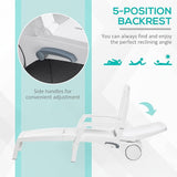 Outsunny Outdoor Chaise Lounge Chair on Wheels with Storage Box, Waterproof Lounger with Quick Assembly, Folding Design - Photo 5