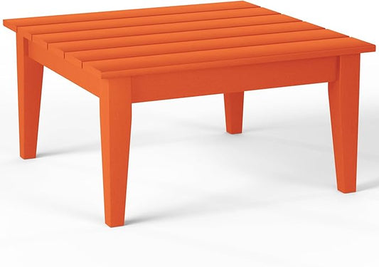 Costaelm Outdoor Side Tables for Patio, Small Patio Conversation Table Weather Resistant Coffee Table, Small Square Table Outdoor End Tables for Porch, Balcony, Poolside, Deck, Orange