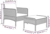 2-Piece Patio Lounge Set with Cushions Gray Poly Rattan Outdoor Furniture Set for Balcony Porch Backyard Garden Modern - Photo 8