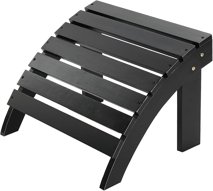 Adirondack Ottoman Outdoor, Adirondack Chair Footstool for Garden Lawn Backyard Pool Deck Patio Porch(Black)
