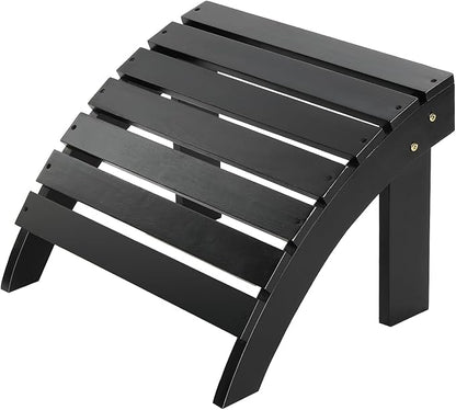 Adirondack Ottoman Outdoor, Adirondack Chair Footstool for Garden Lawn Backyard Pool Deck Patio Porch(Black)