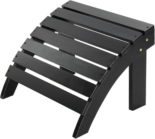 Adirondack Ottoman Outdoor, Adirondack Chair Footstool for Garden Lawn Backyard Pool Deck Patio Porch(Black)